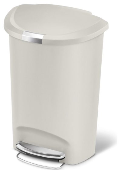 simplehuman - 50 Litre Plastic Semi Round Pedal Bin - Stone
